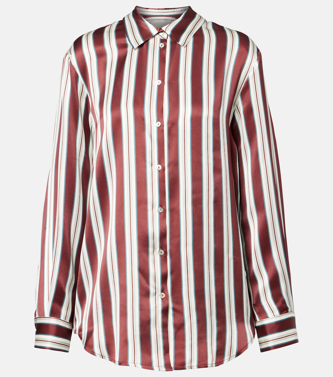 Striped silk satin pajama shirt | Asceno