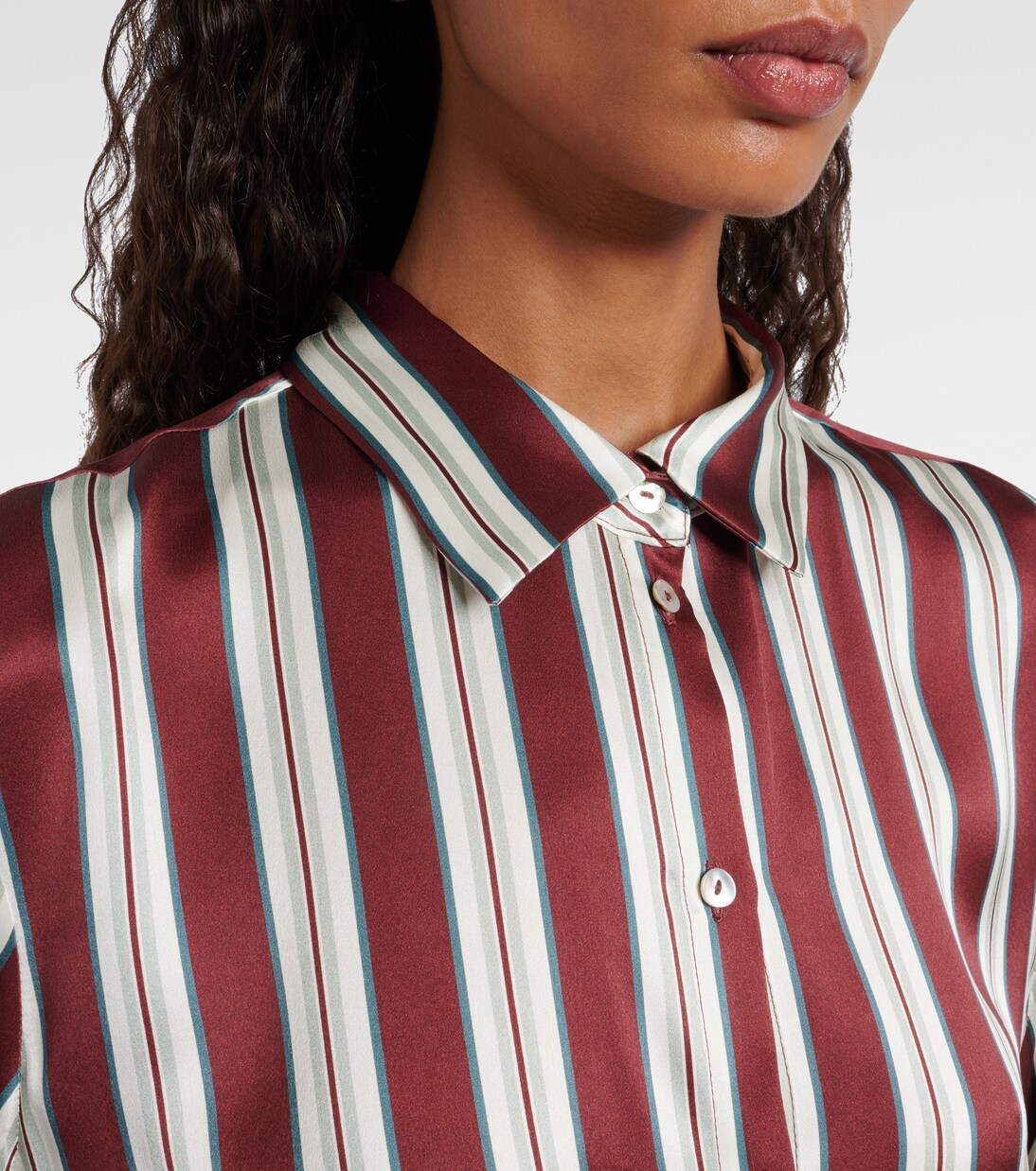 Striped silk satin pajama shirt | Asceno