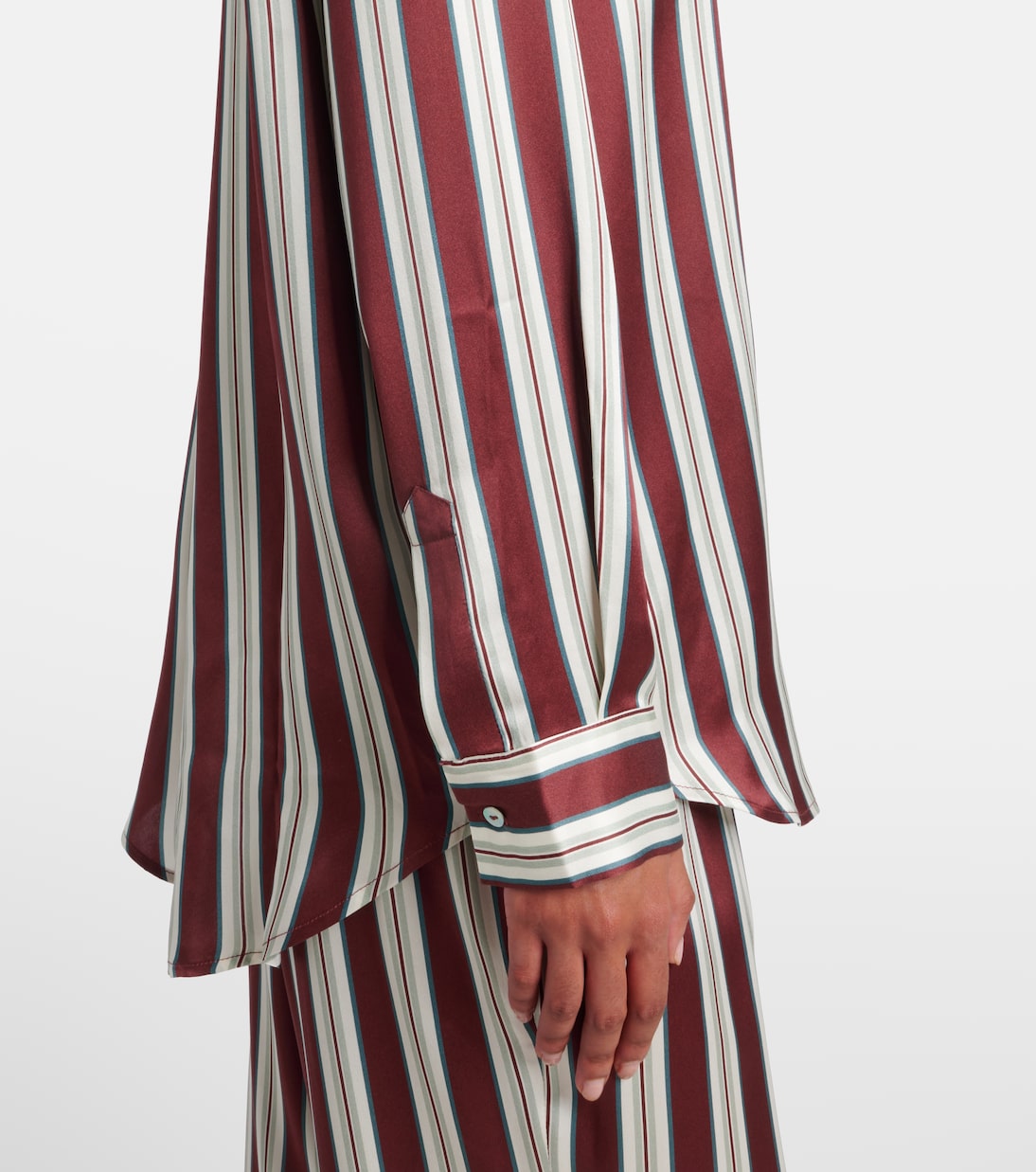 Striped silk satin pajama shirt | Asceno