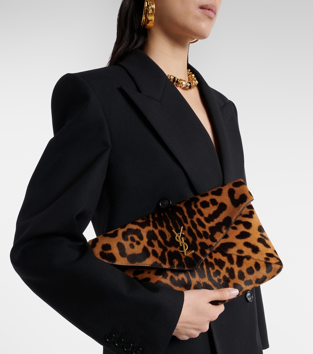 Cassandre Large calf hair clutch | Saint Laurent