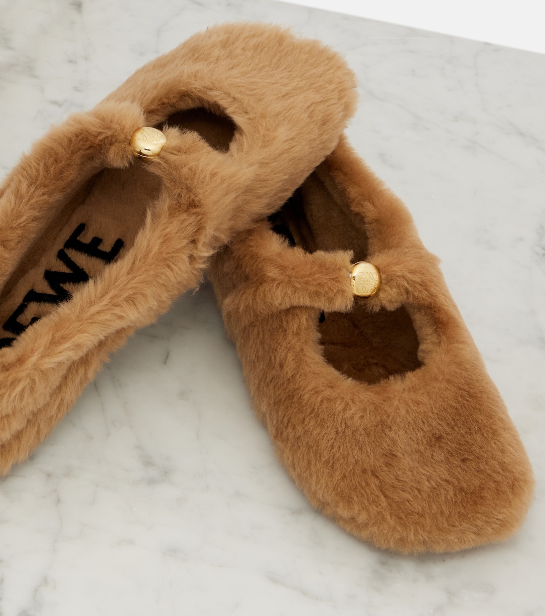 Pebble Soft shearling ballet flats | Loewe