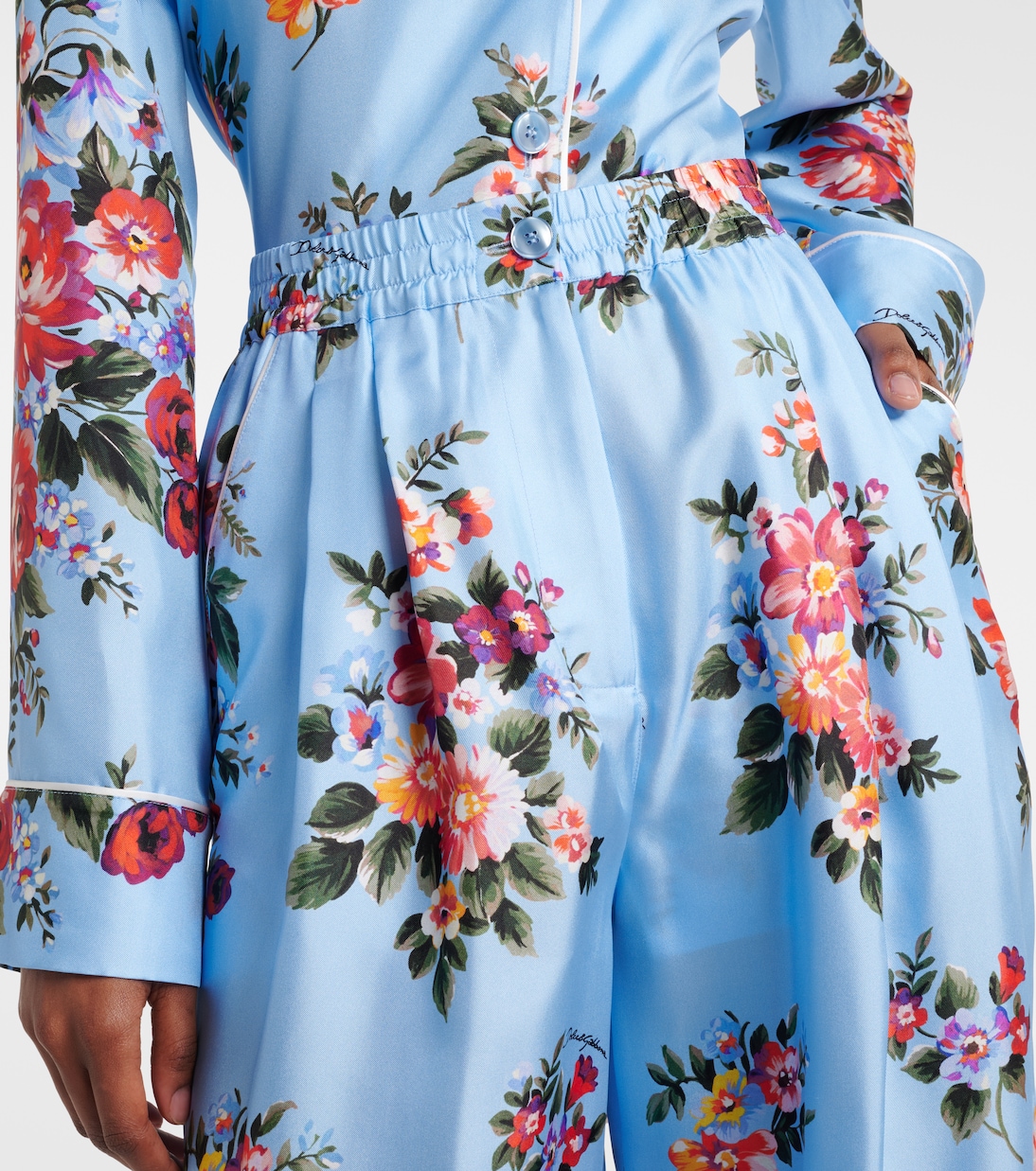 Pantalon ample en soie à fleurs | Dolce&Gabbana