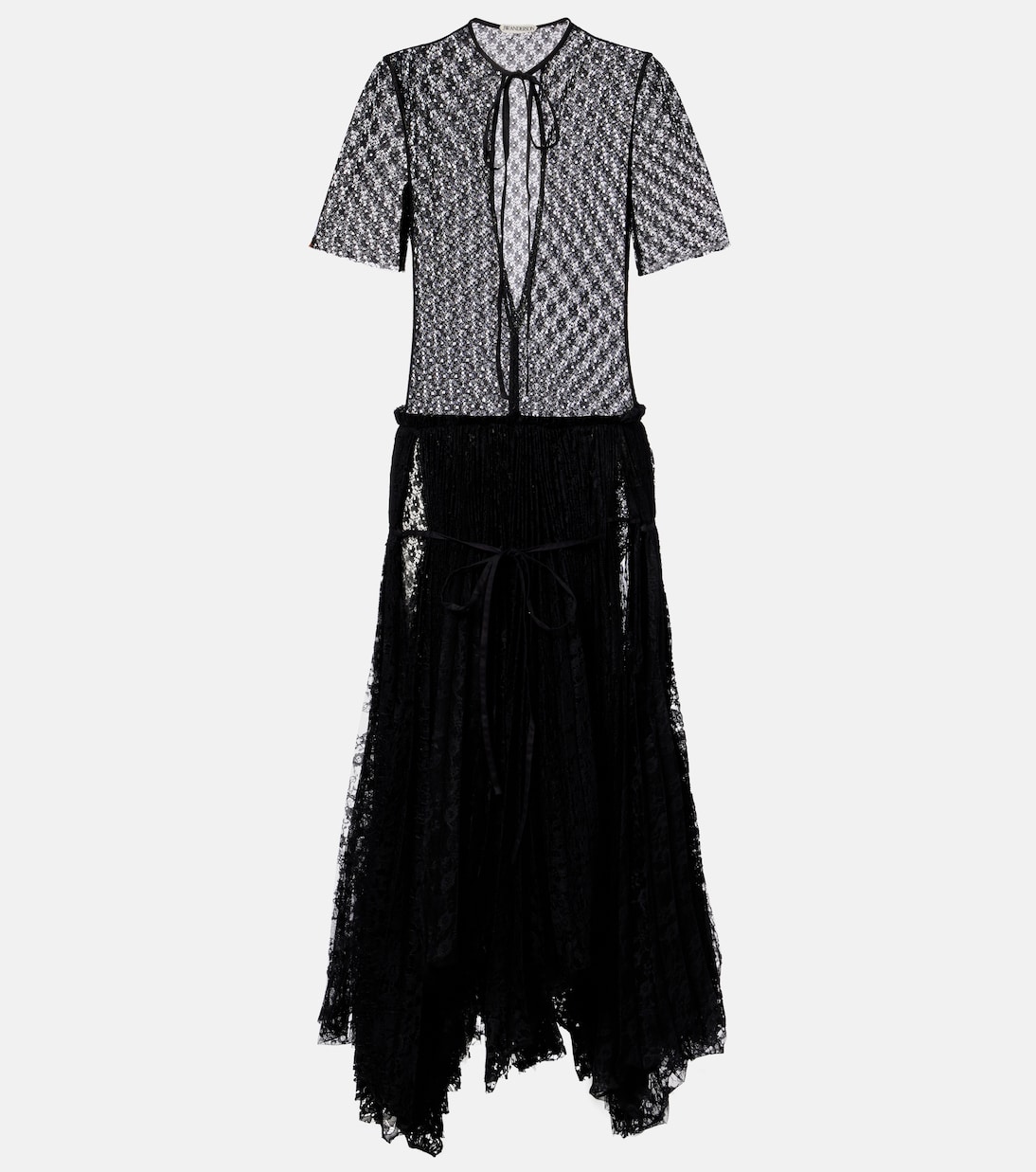 Sheer pleated lace maxi dress | JW Anderson