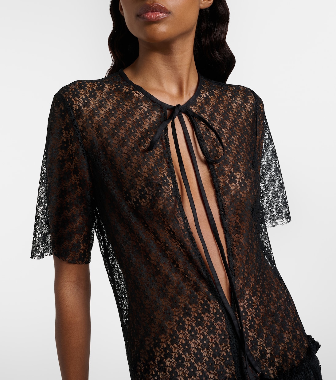 Sheer pleated lace maxi dress | JW Anderson