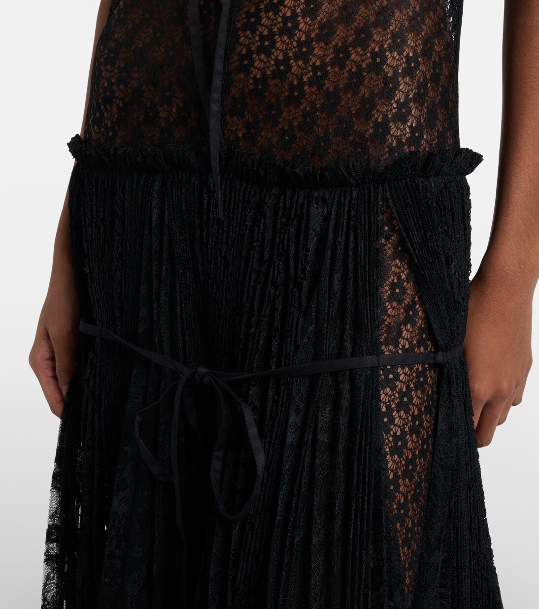 Sheer pleated lace maxi dress | JW Anderson