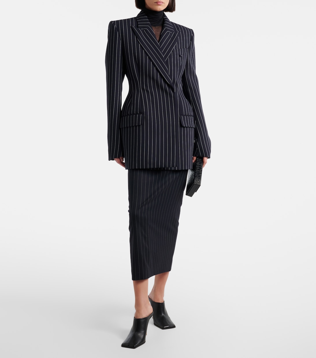 Pinstriped virgin wool blazer | Mugler
