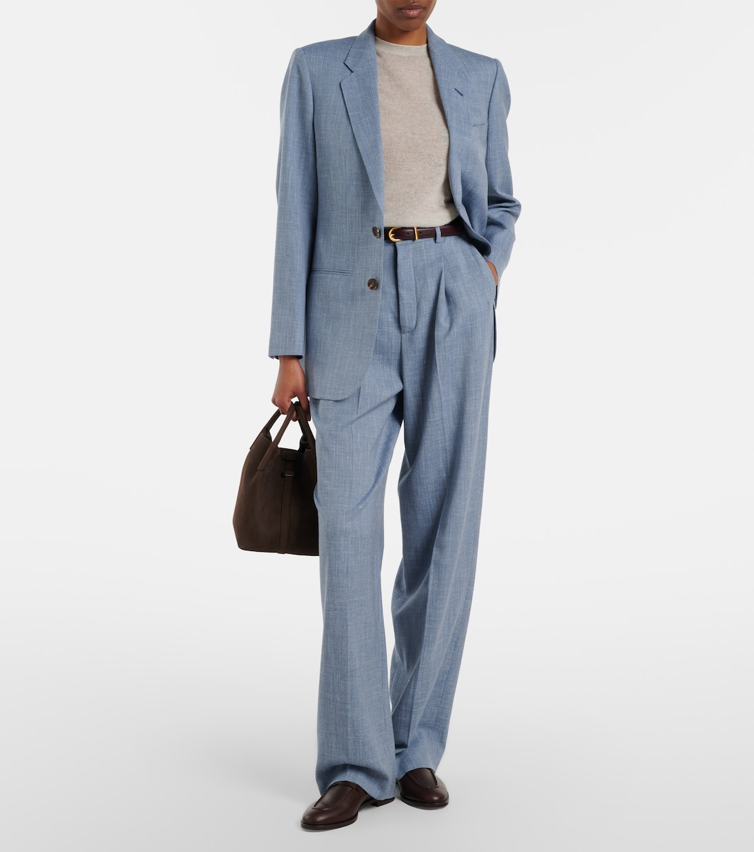 Pantaloni a gamba larga Hector in lana, seta e lino | Loro Piana