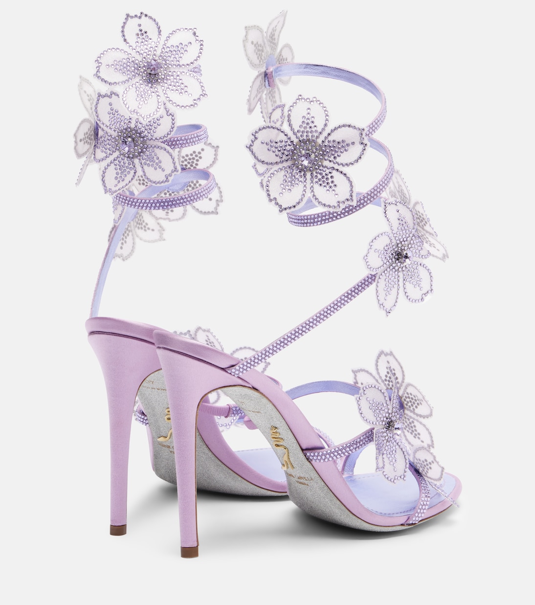 Floriane floral-appliqué satin sandals | Rene Caovilla