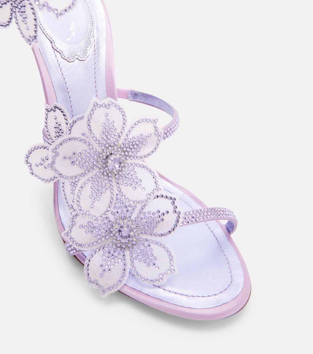 Floriane floral-appliqué satin sandals | Rene Caovilla