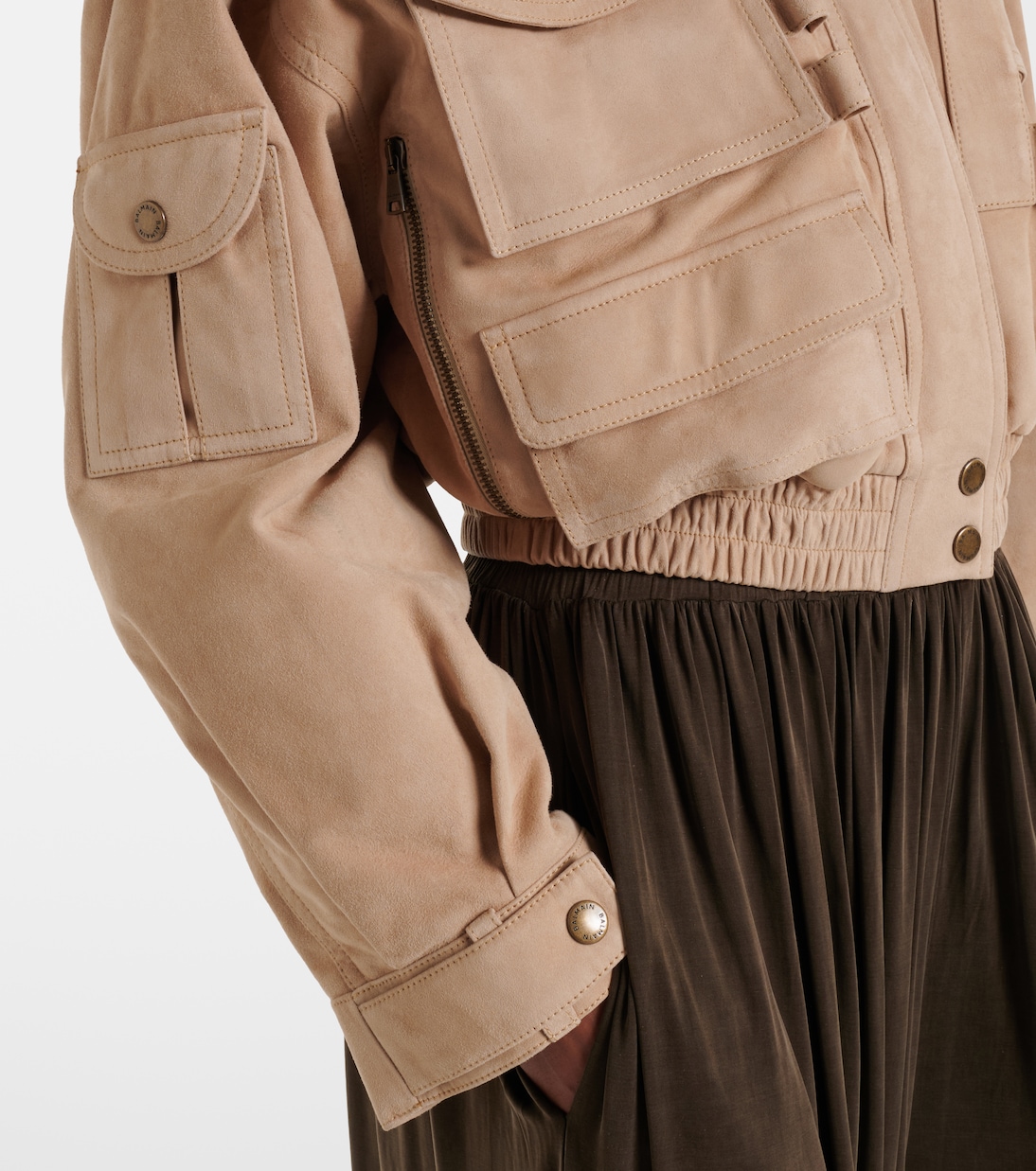 绒面革飞行员夹克 | Balmain