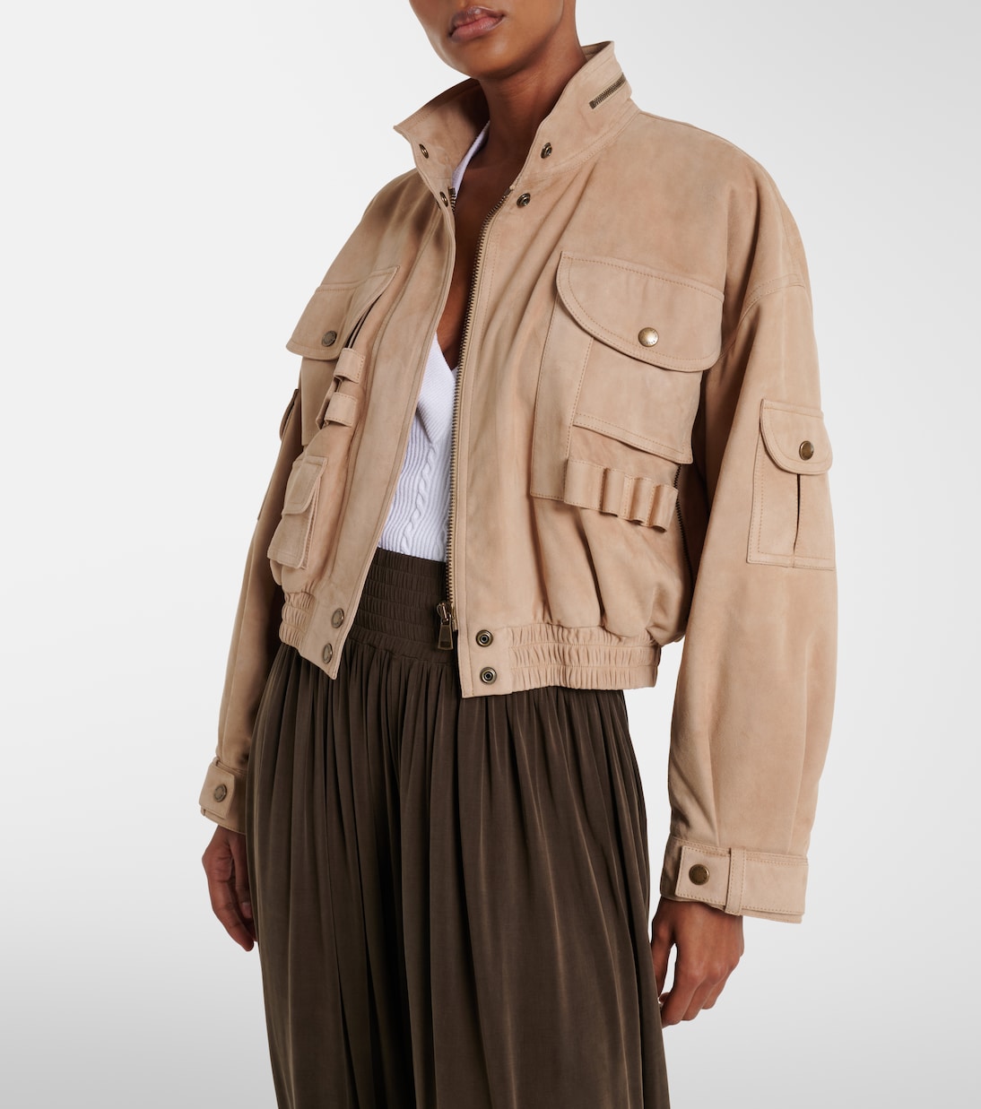 绒面革飞行员夹克 | Balmain