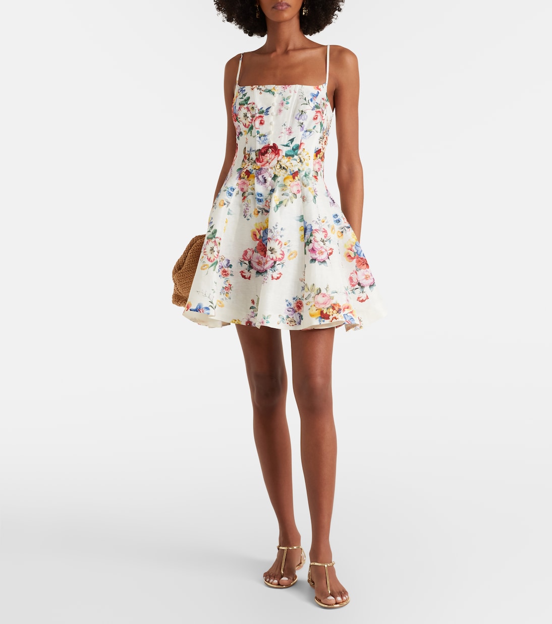 Embellished floral linen and silk minidress | Camilla