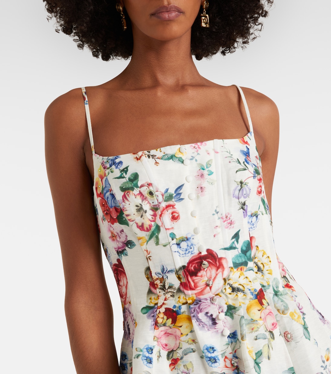 Embellished floral linen and silk minidress | Camilla
