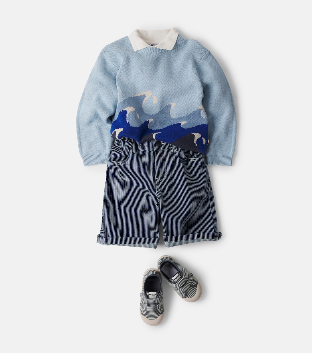 Christian striped denim shorts | Wheat