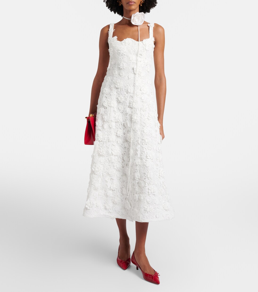 Embroidered lace midi dress | Leo Lin