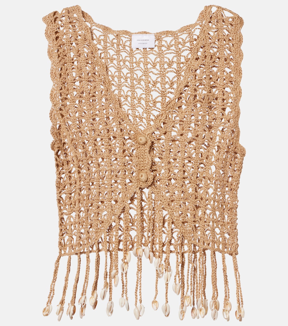 Crochet fringed cotton crop top | Anna Kosturova