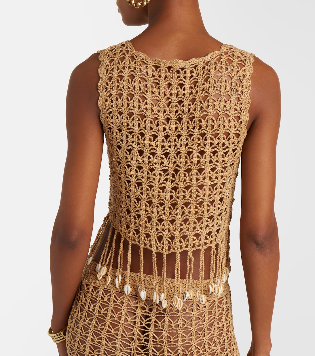 Crochet fringed cotton crop top | Anna Kosturova