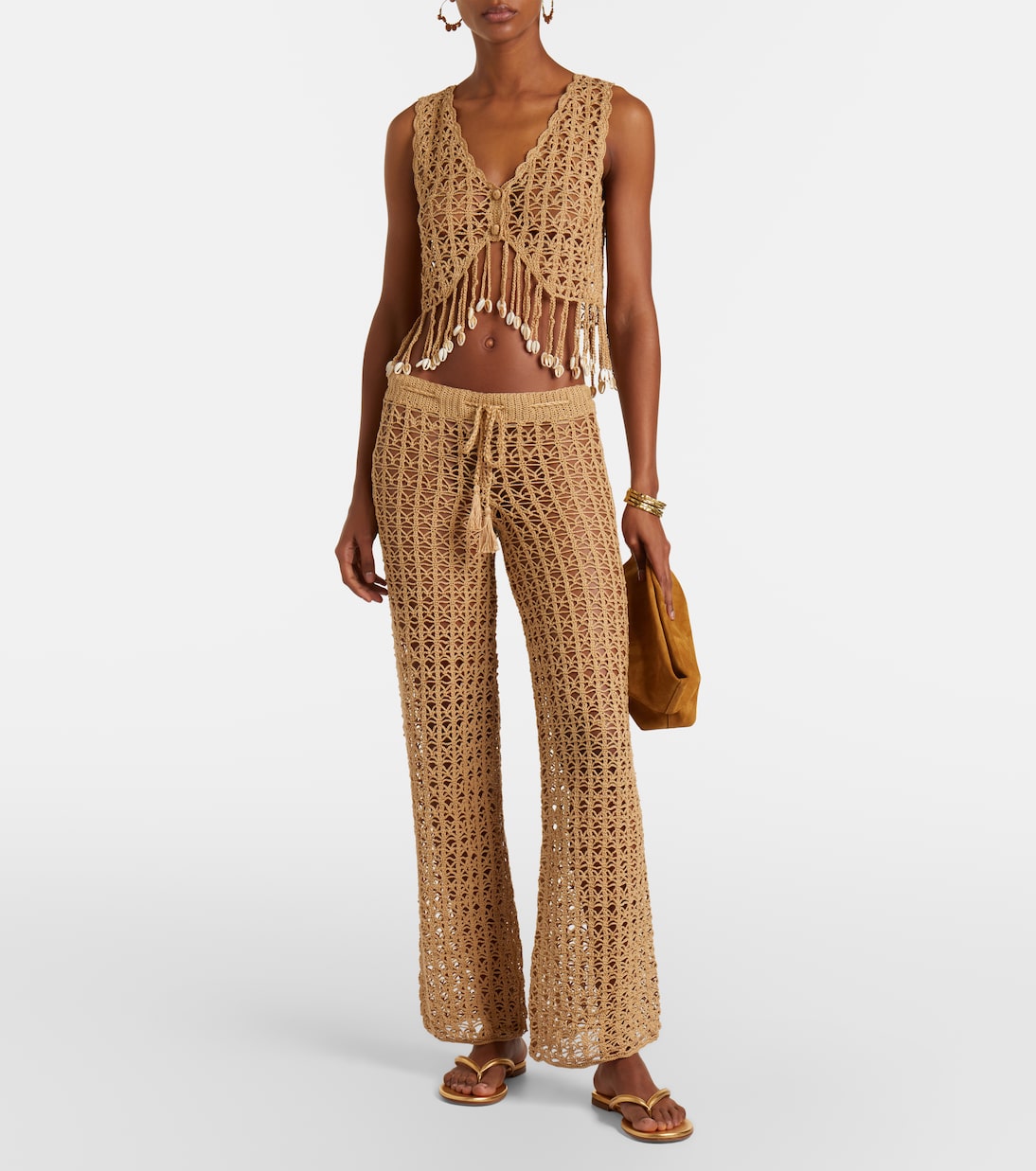 Crochet fringed cotton crop top | Anna Kosturova