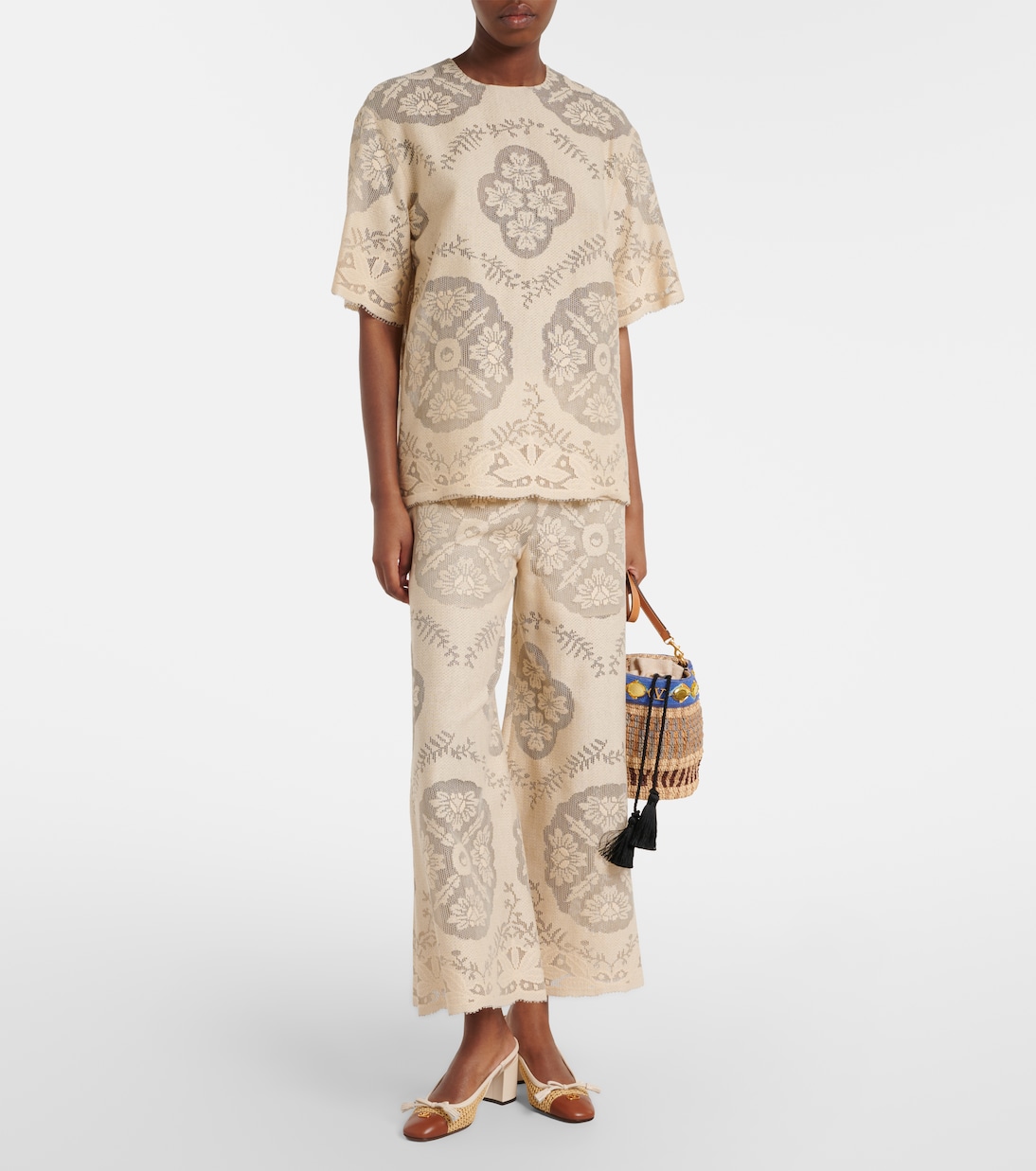 Floral knitted cotton-blend top | Valentino