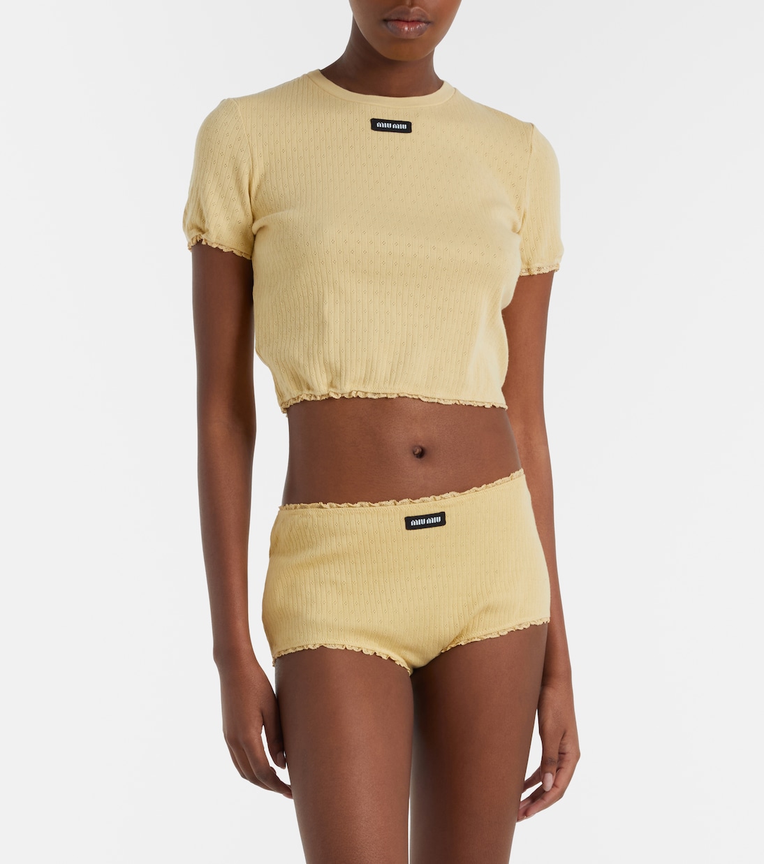 Pointelle cotton micro shorts | Miu Miu