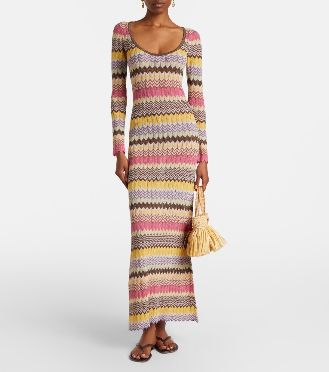 Pedro chevron lamé maxi dress | Faithfull