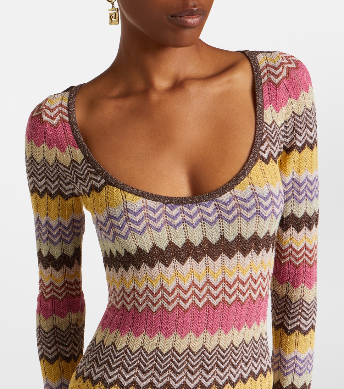 Pedro chevron lamé maxi dress | Faithfull
