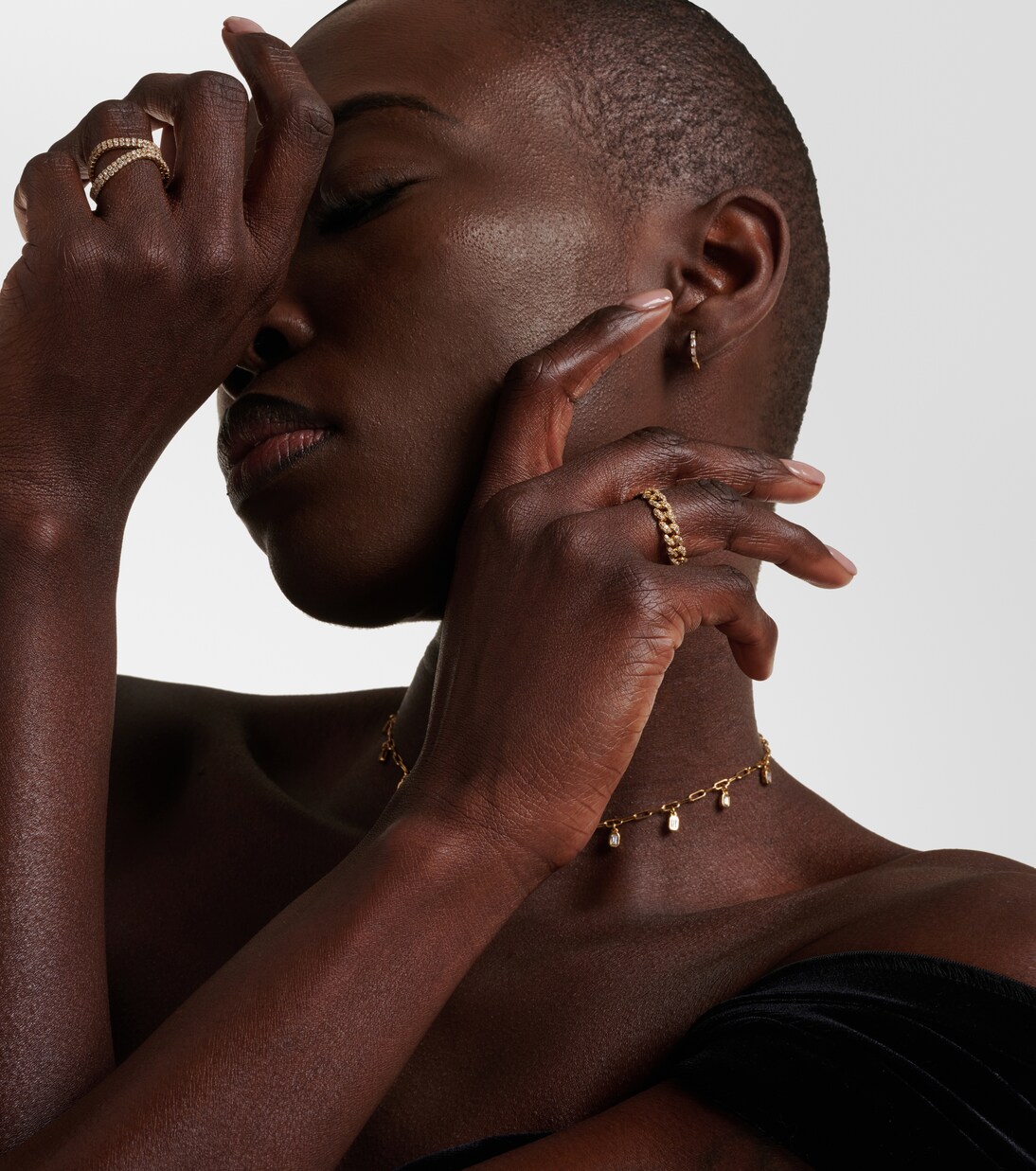 18kt gold chain ring with diamonds | Shay Jewelry