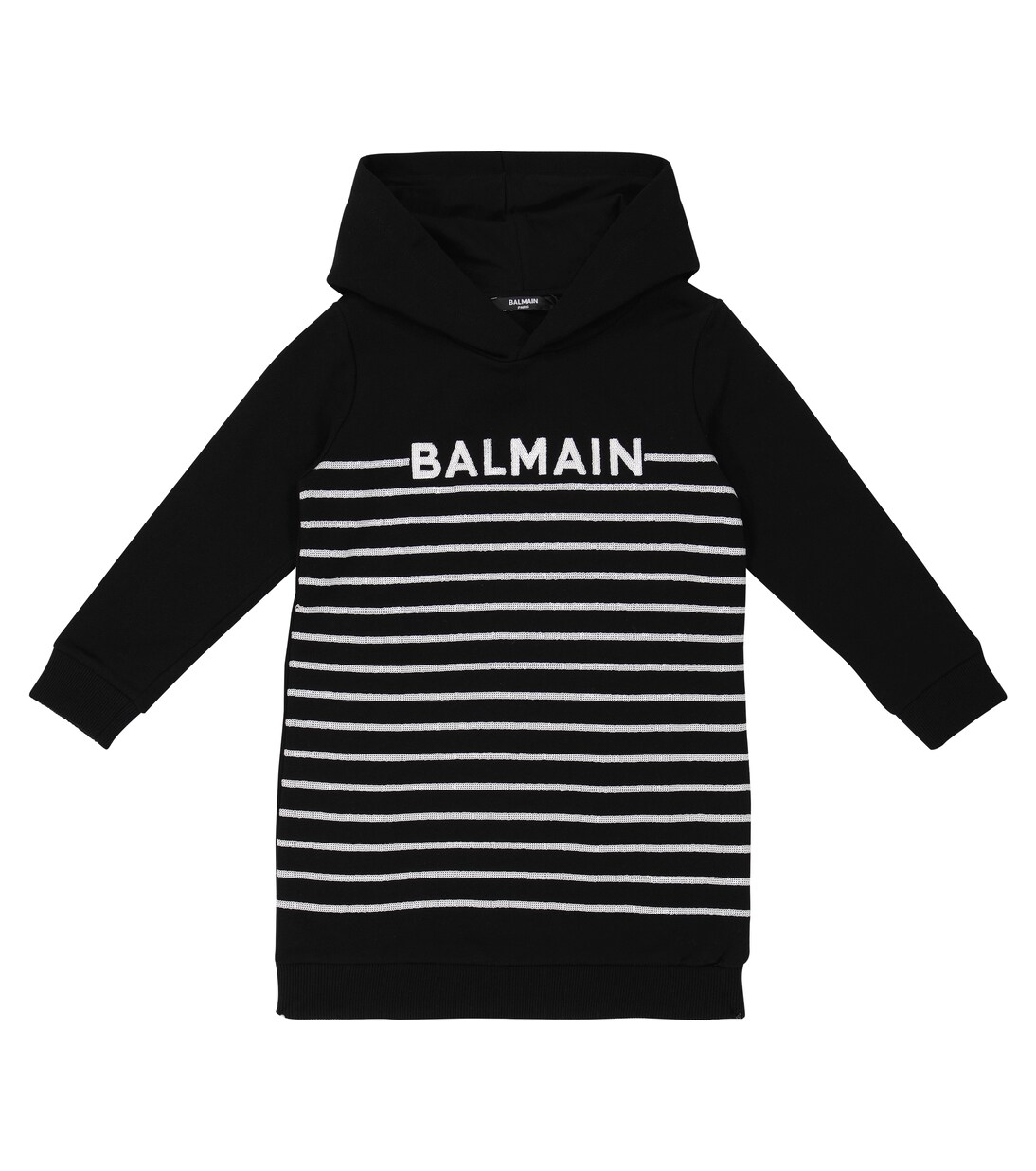 Robe à capuche en coton à sequins | Balmain Kids
