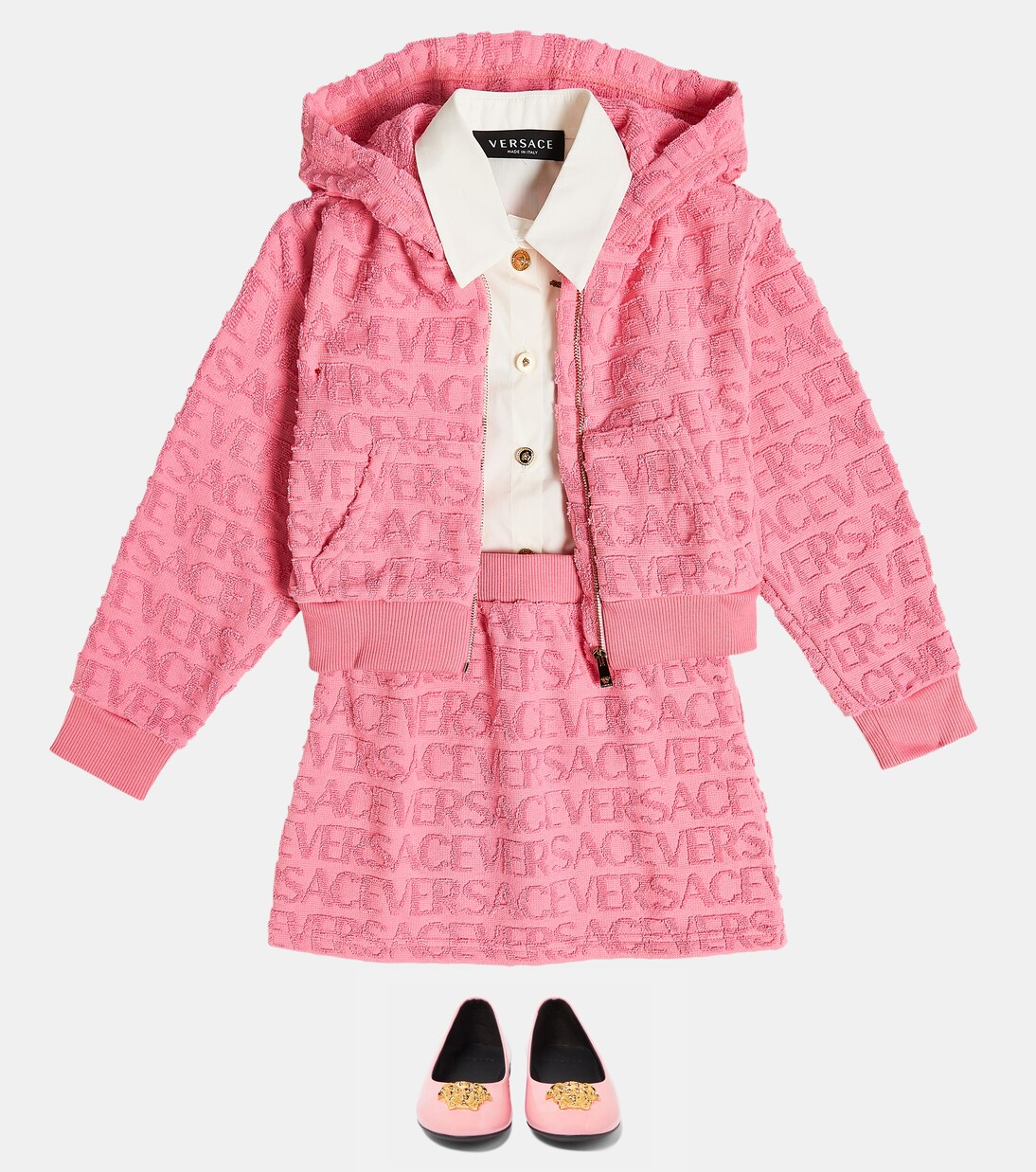 Gonna in jacquard di cotone con logo | Versace Kids