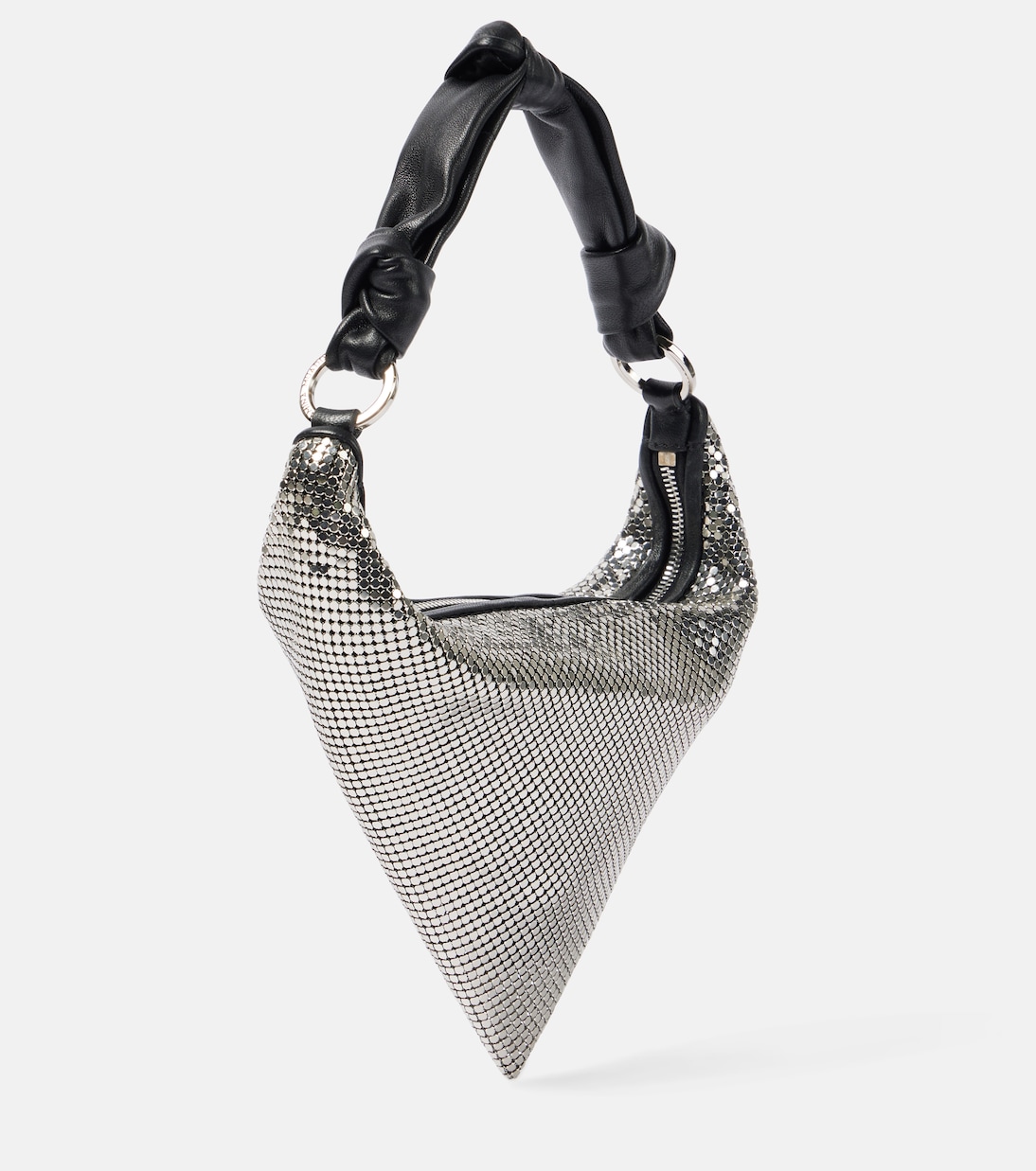 Bolso al hombro Cameron Mini de piel metalizada | Amina Muaddi