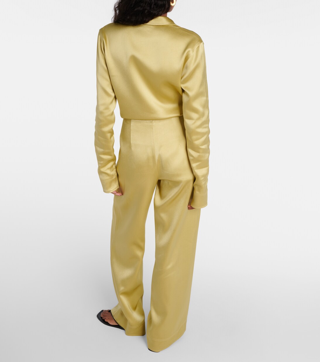 Pantalon ample à taille haute en satin | Toteme