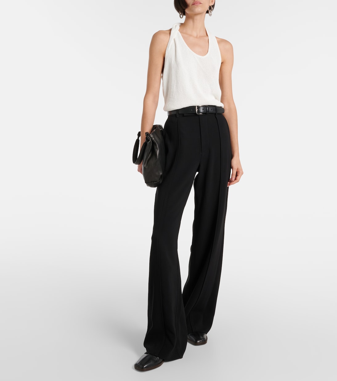 Pantalon droit Weyes à taille haute en crêpe  | Proenza Schouler