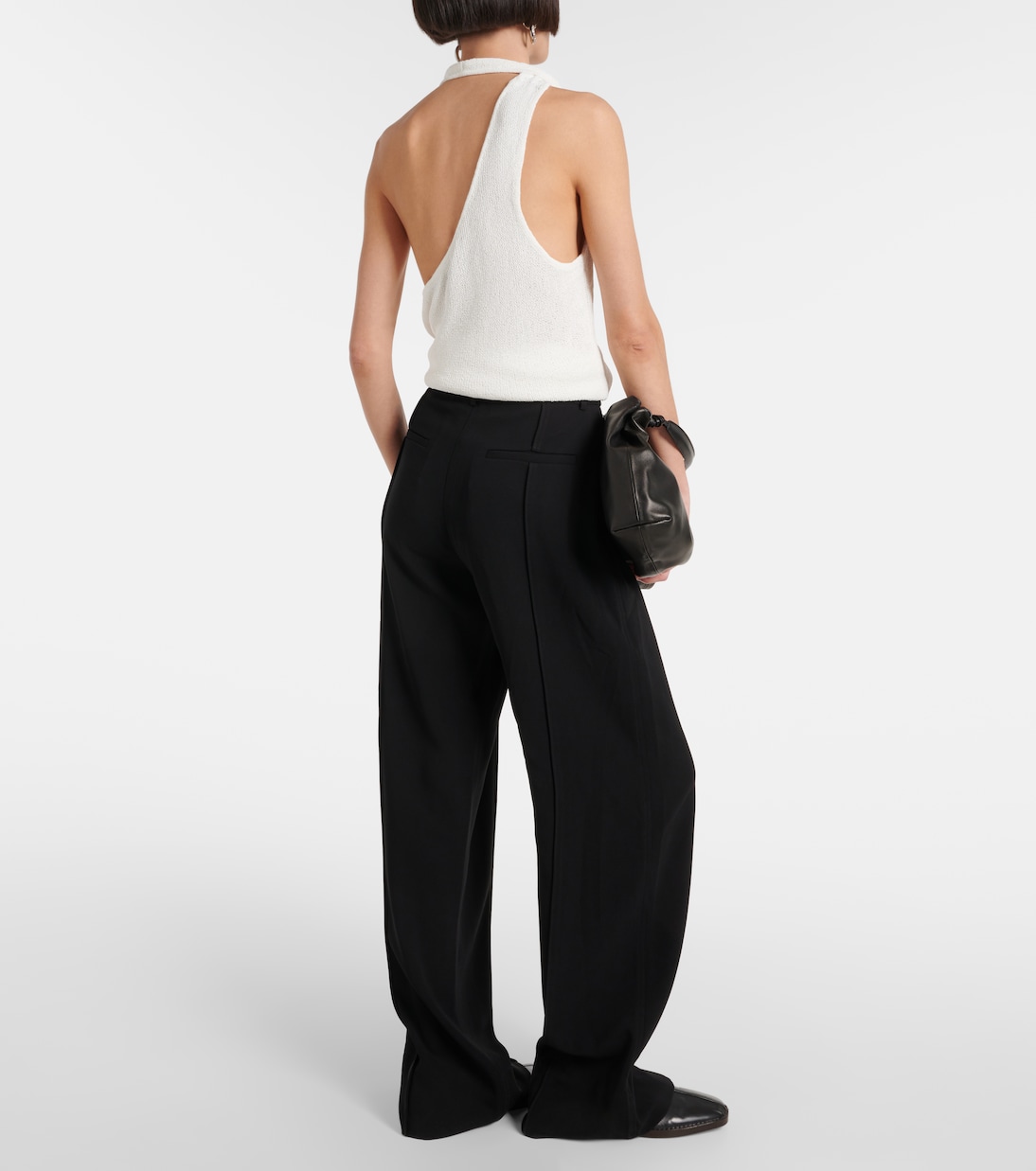 Pantalon droit Weyes à taille haute en crêpe  | Proenza Schouler