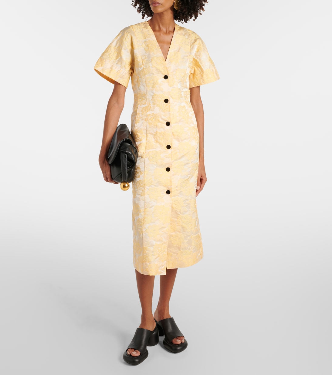 Robe chemise en jacquard à fleurs | Ganni