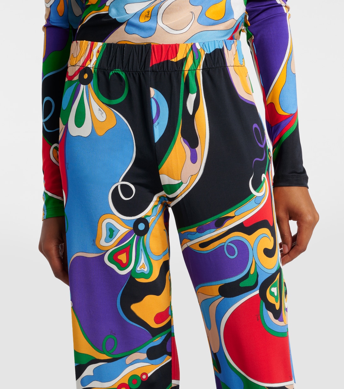 Orchidee jersey satin straight pants | Pucci