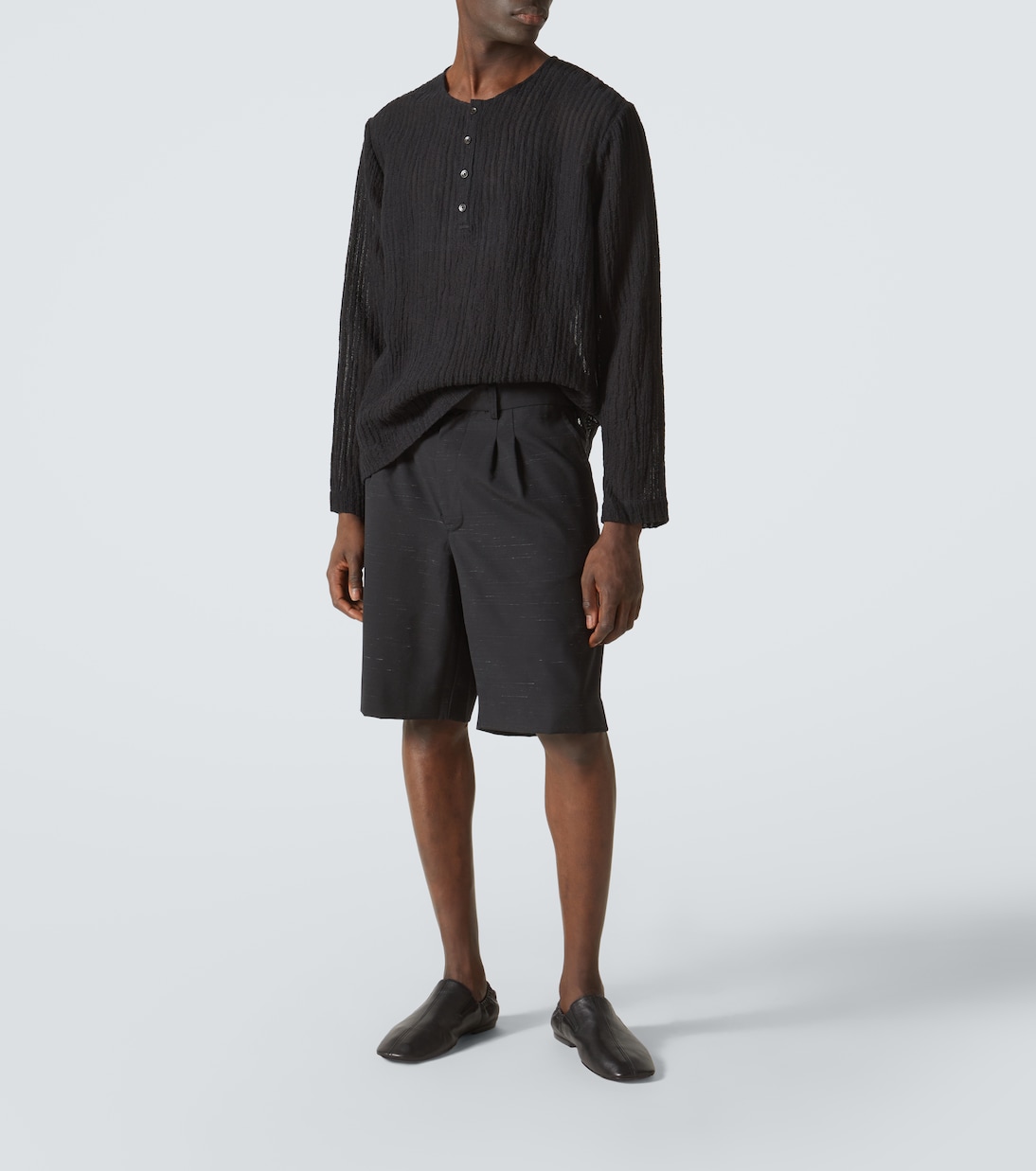 Top in misto lino e cotone a righe | Commas