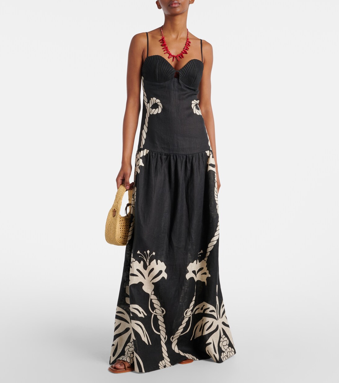 Robe longue imprimée en lin | Johanna Ortiz