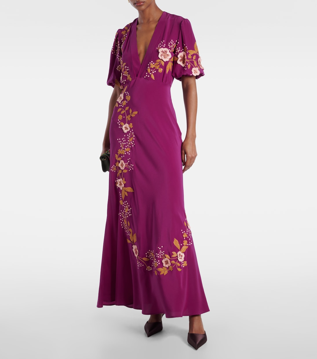 Marlene embroidered silk gown | La DoubleJ