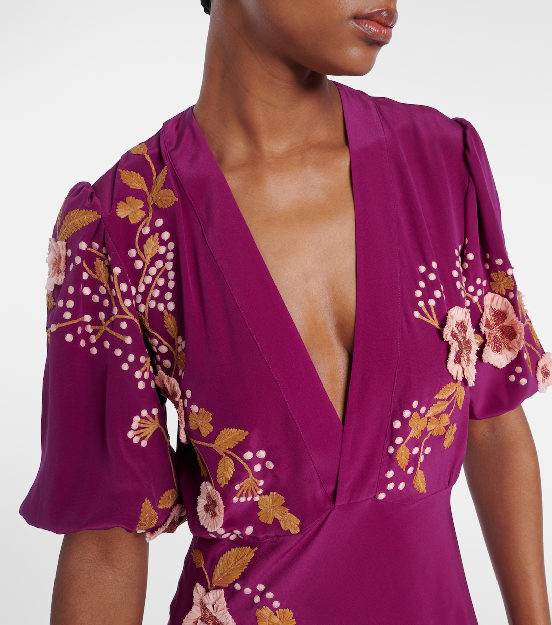 Marlene embroidered silk gown | La DoubleJ