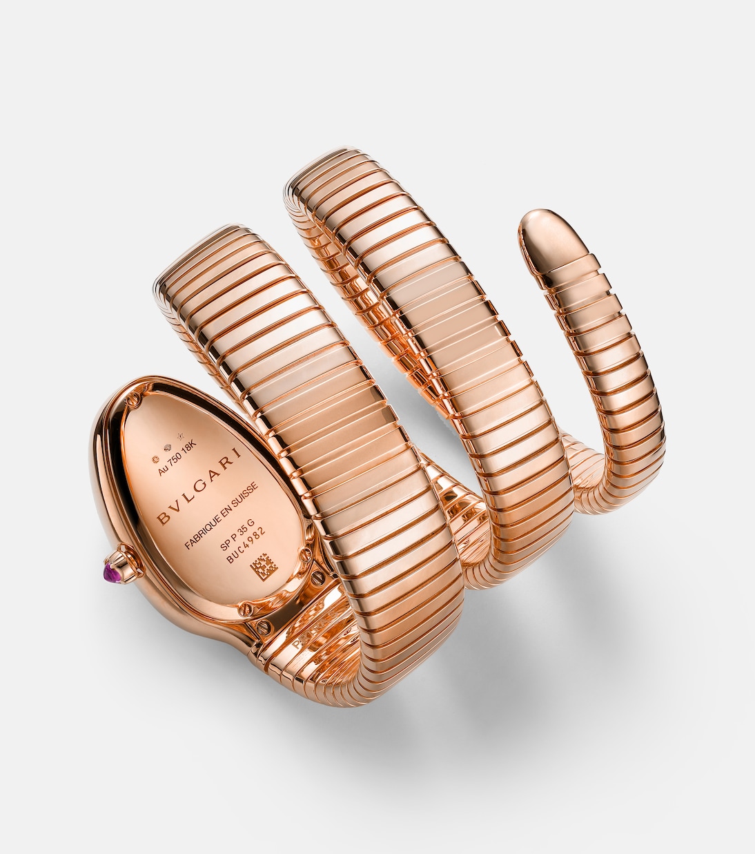Serpenti Tubogas 35mm rose gold watch with diamonds and quartz | Bvlgari