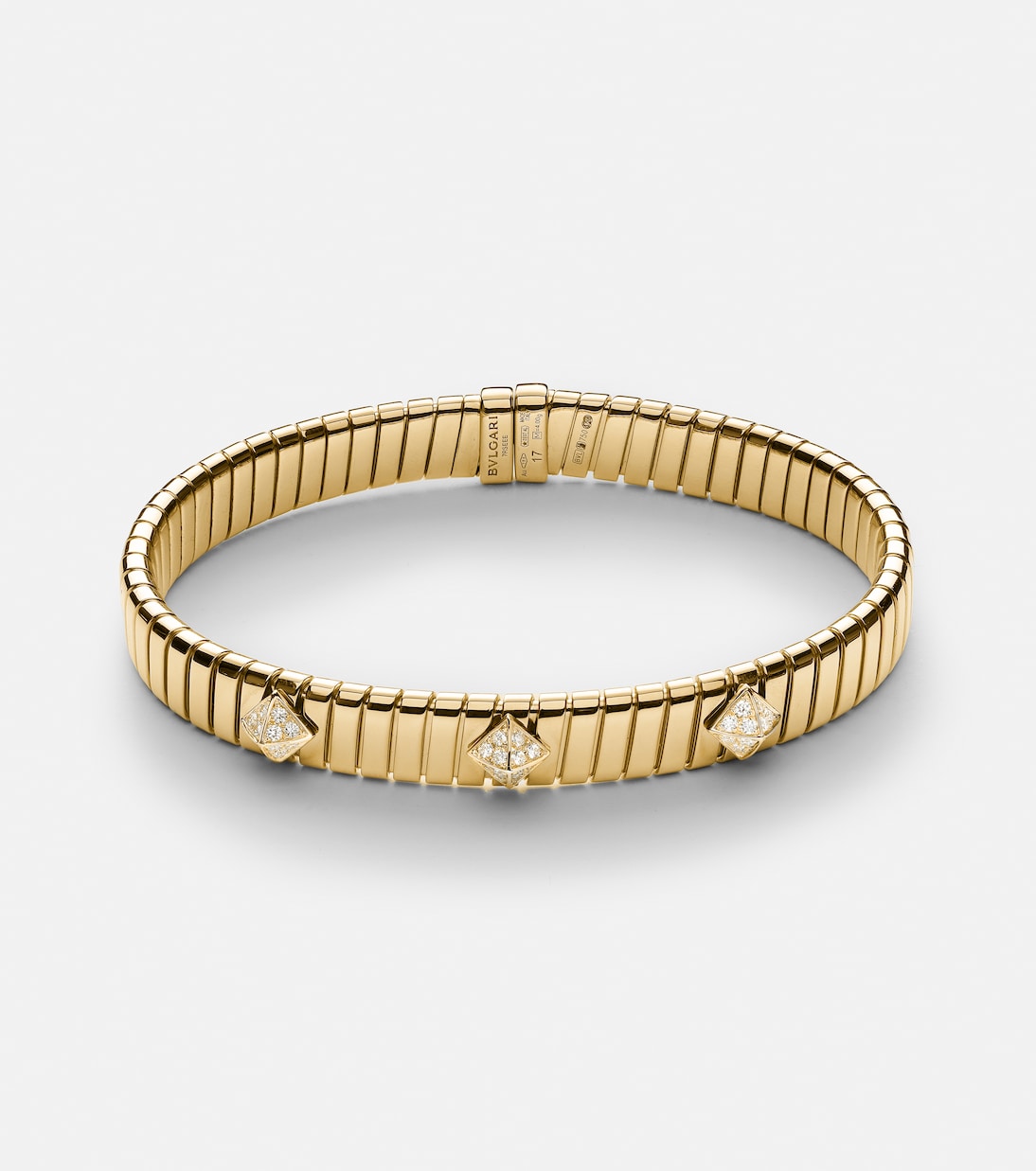 Bvlgari Tubogas 18kt gold bracelet with diamonds  | Bvlgari