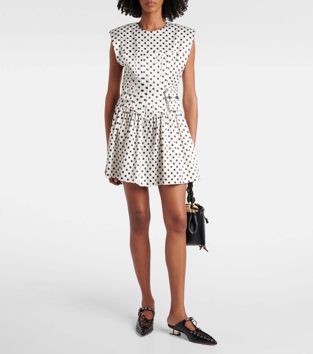 Polka-dot satin corset dress | Ganni