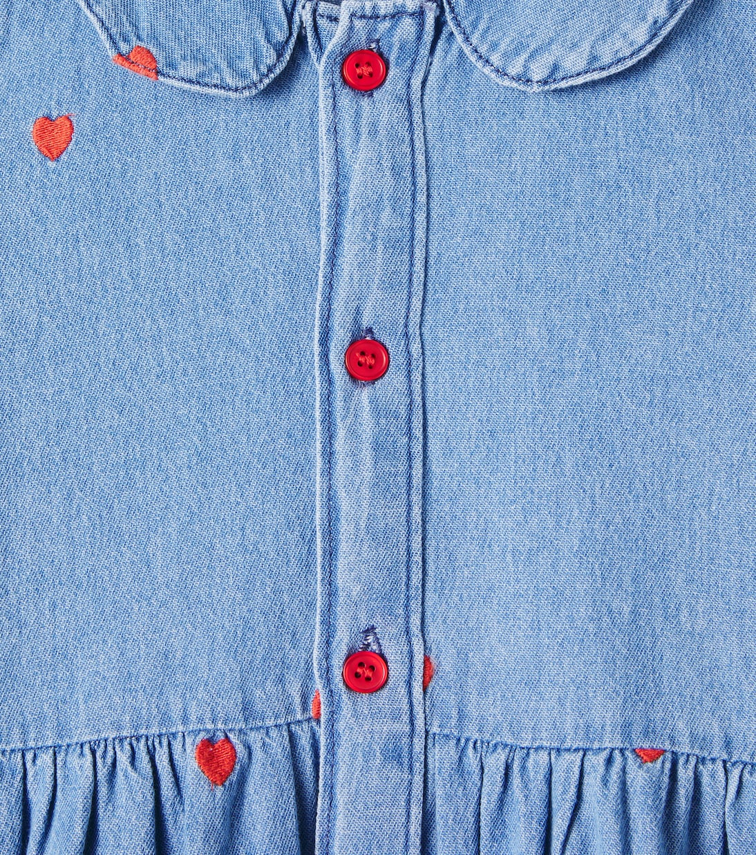 Abito chemisier in denim con ricamo | Mini Rodini