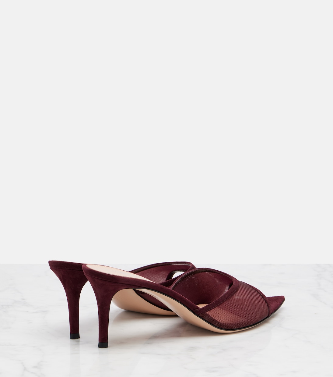 Pointy 70 suede and organza mules | Gianvito Rossi