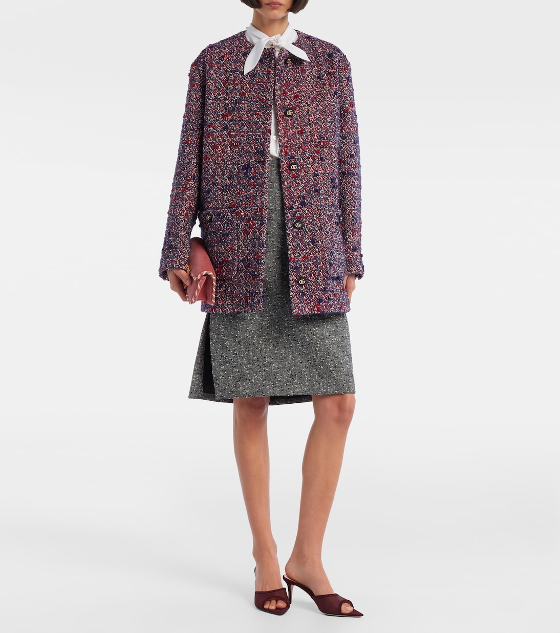 Pointy 70 suede and organza mules | Gianvito Rossi