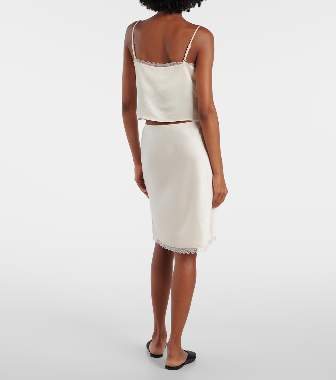 Slipskirt Barb aus Satin mit Spitze | Leset