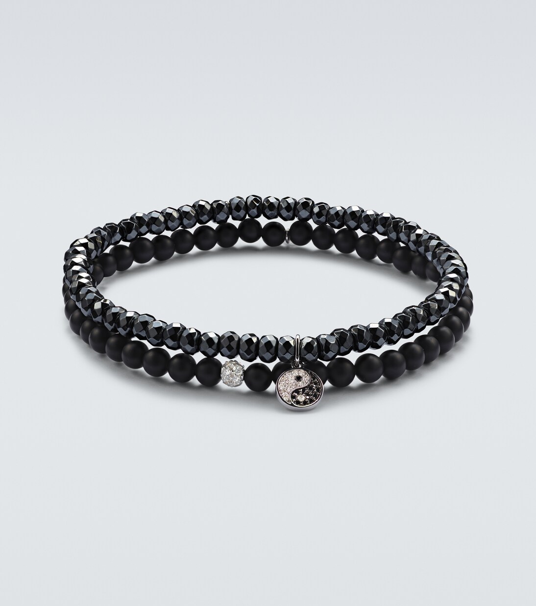 Set de 2 pulseras de oro blanco de 14 ct con diamantes y piedras | Sydney Evan