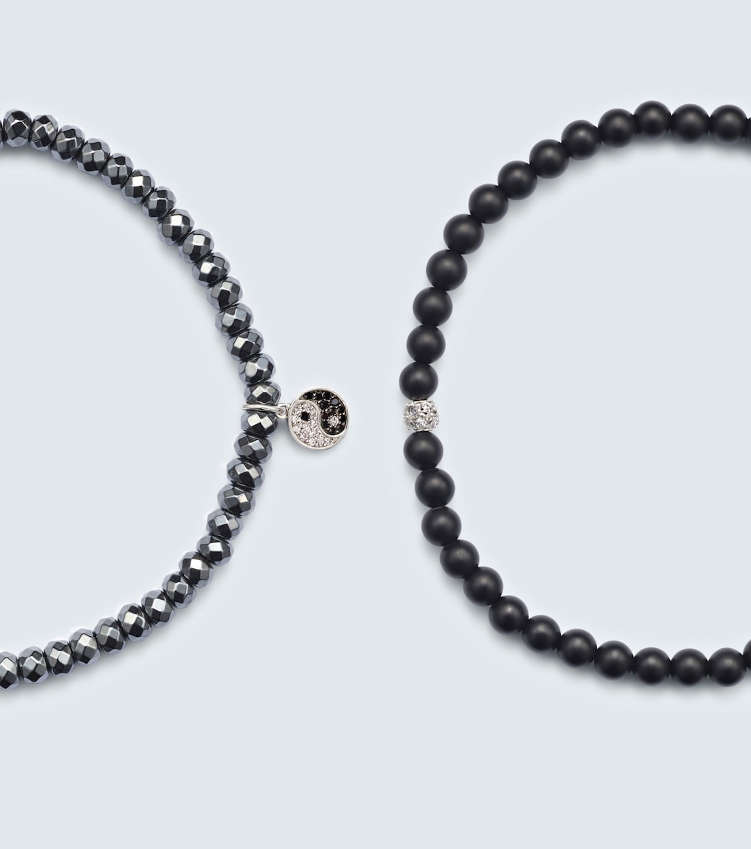 Set de 2 pulseras de oro blanco de 14 ct con diamantes y piedras | Sydney Evan