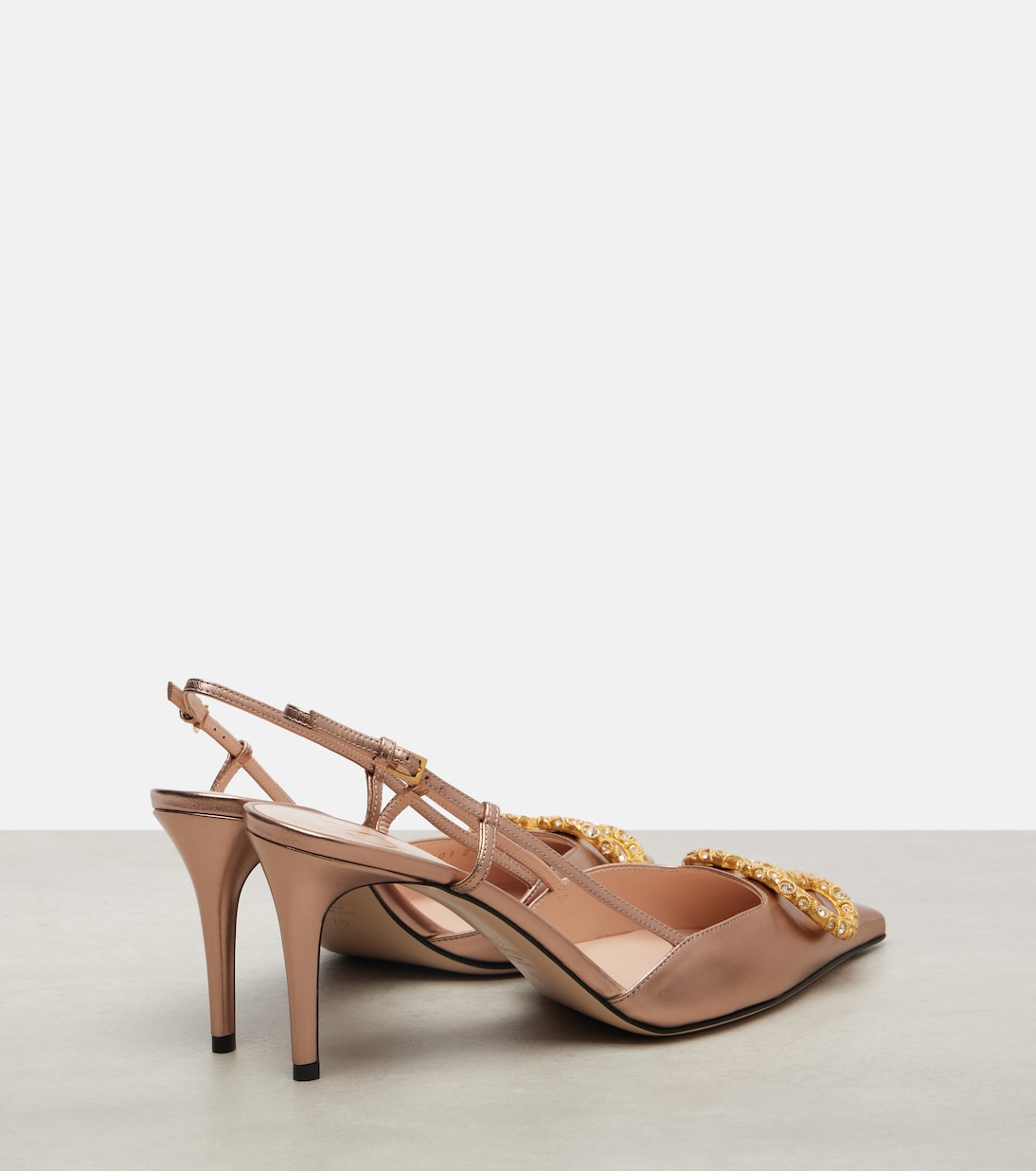 Slingback-Pumps VLogo aus Metallic-Leder | Valentino Garavani