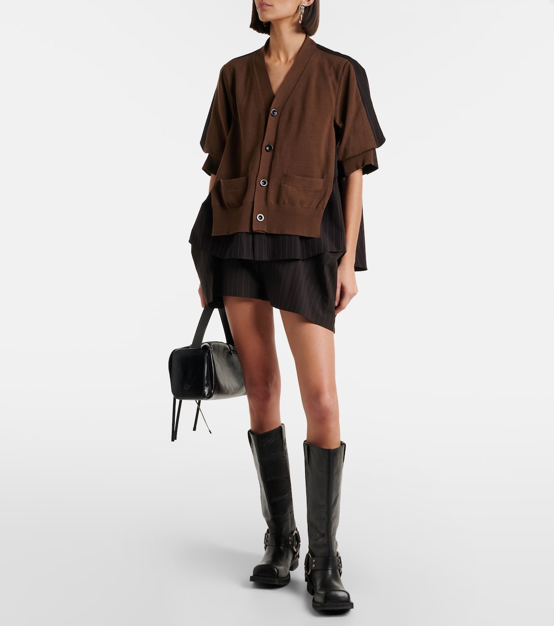 Striped cotton cardigan | Sacai